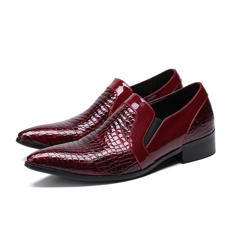 GOOSHOE Zapatilla Hombre Red Shoes For Men Patent Leather Flats Causal Loafers Shoes Male