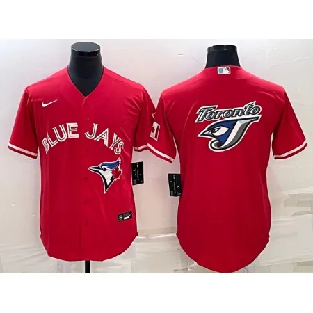 Men's Toronto Blue Jays Red Team Big Logo Cool Base Stitched Baseball Jersey XG12