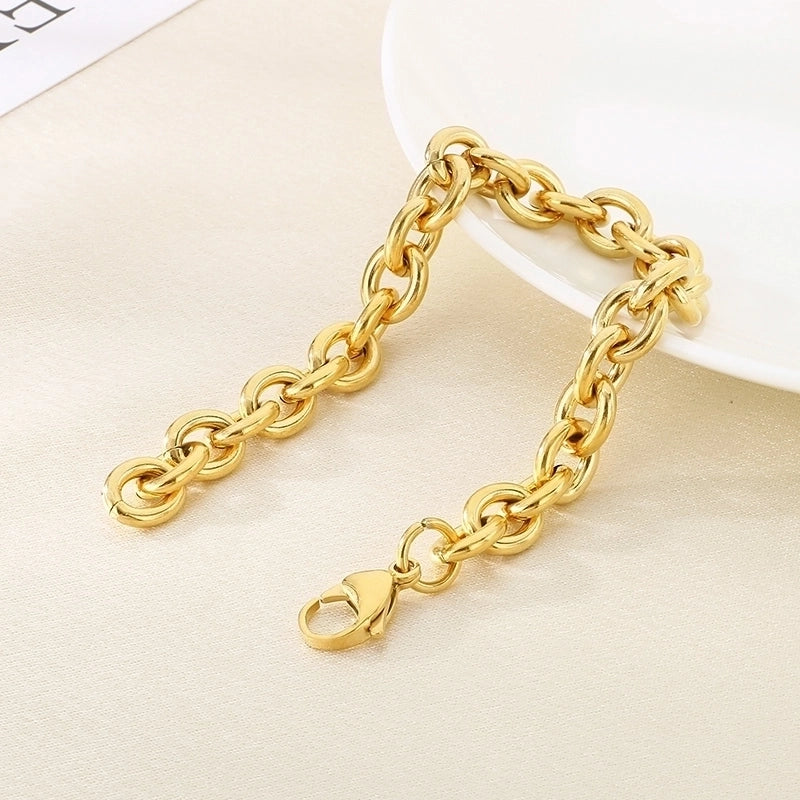 Minimalist Solid Color 304 Stainless Steel 18K Gold Plated Bracelets In Bulk