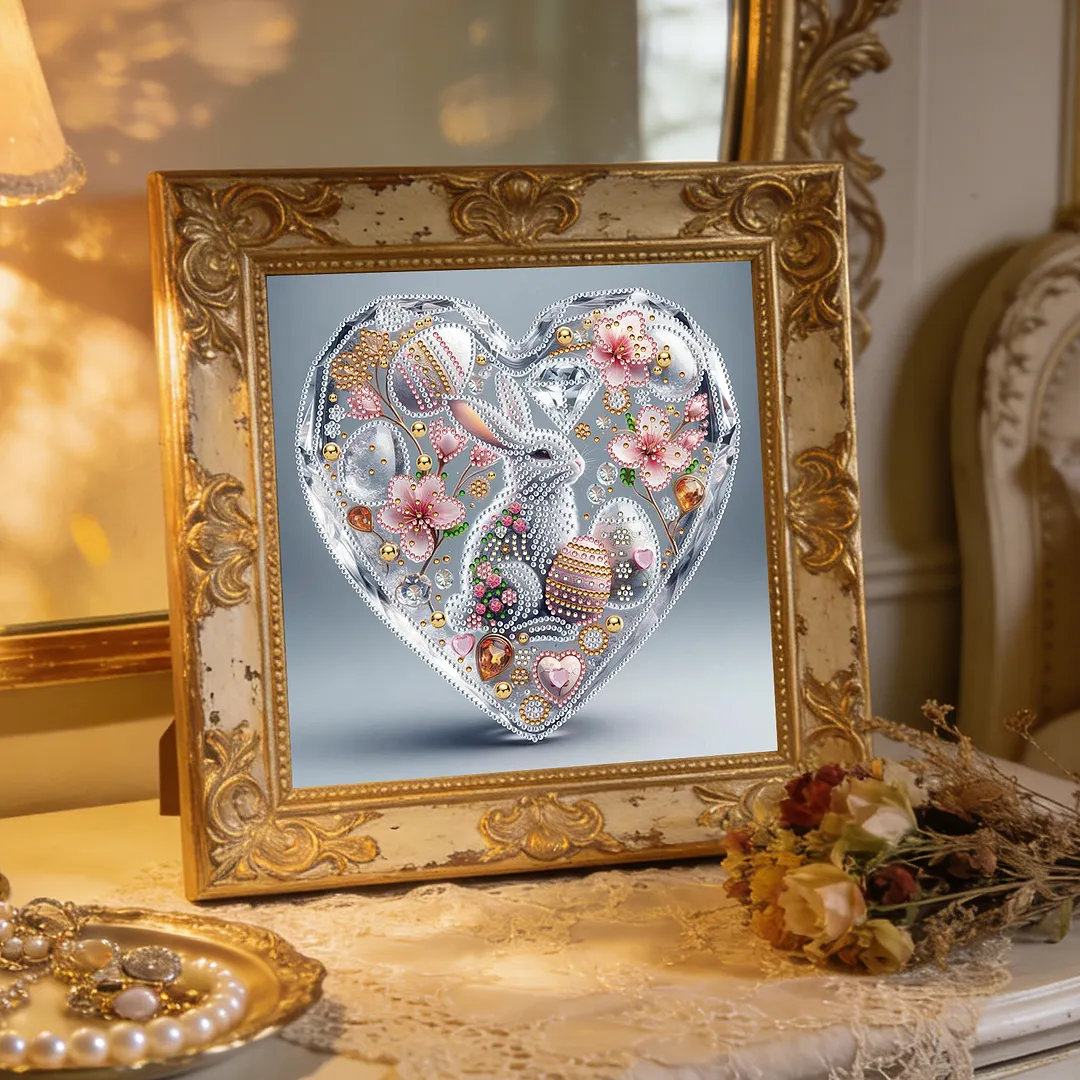 Easter Rabbit Special Shaped 5D DIY Partial Drill Diamond Painting Kits for Adults Beginners Home Decor Diamonds Paintings Gem Art 30x30cm