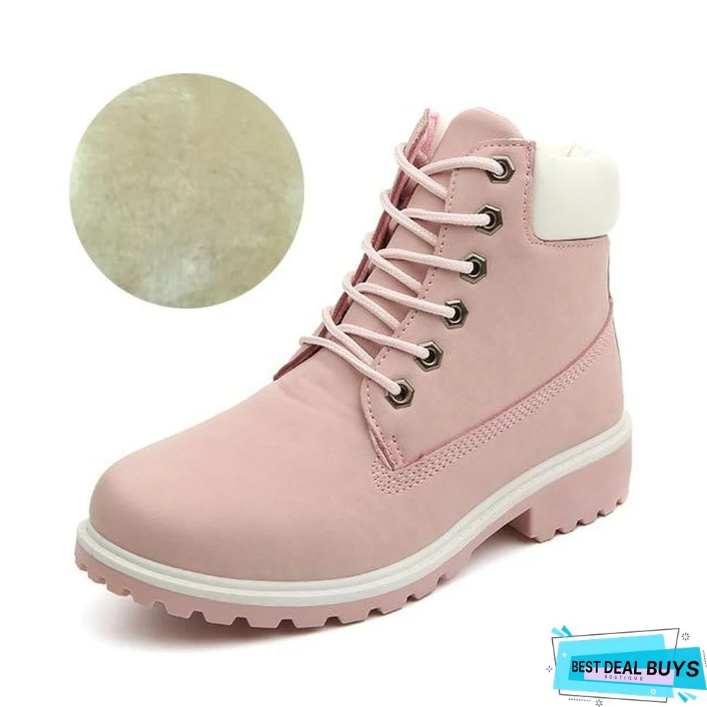 Autumn Early Winter Shoes Women Flat Heel Boots Fashion Keep warm Women's Boots Brand Woman Ankle Botas