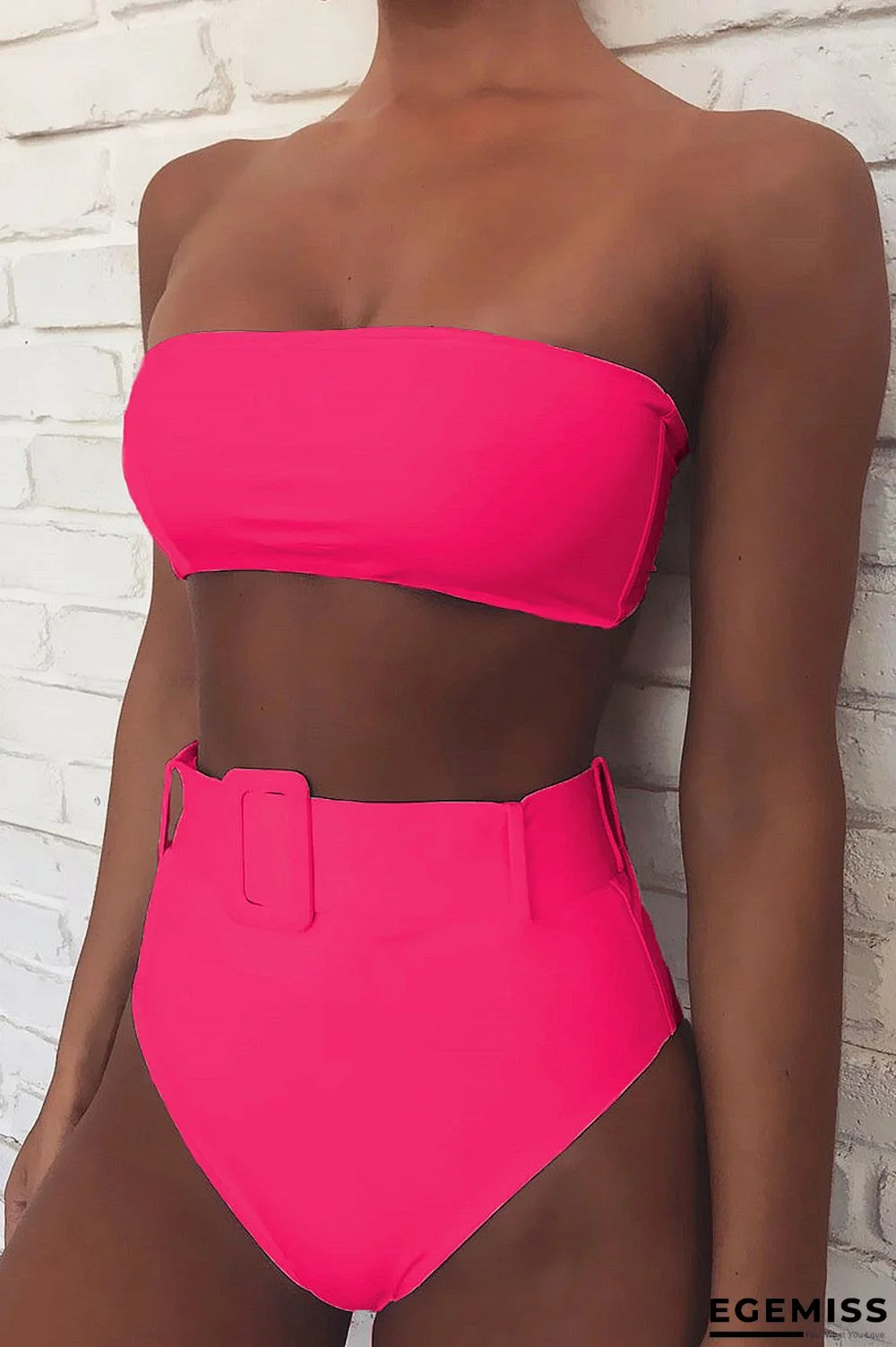 rose red Nylon Patchwork Print Two Piece Suits adult Fashion Sexy Bikinis Set | EGEMISS