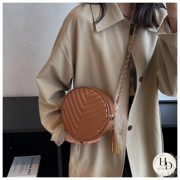 New Simple Fashion One Shoulder Messenger Bag Retro Small Round Bag