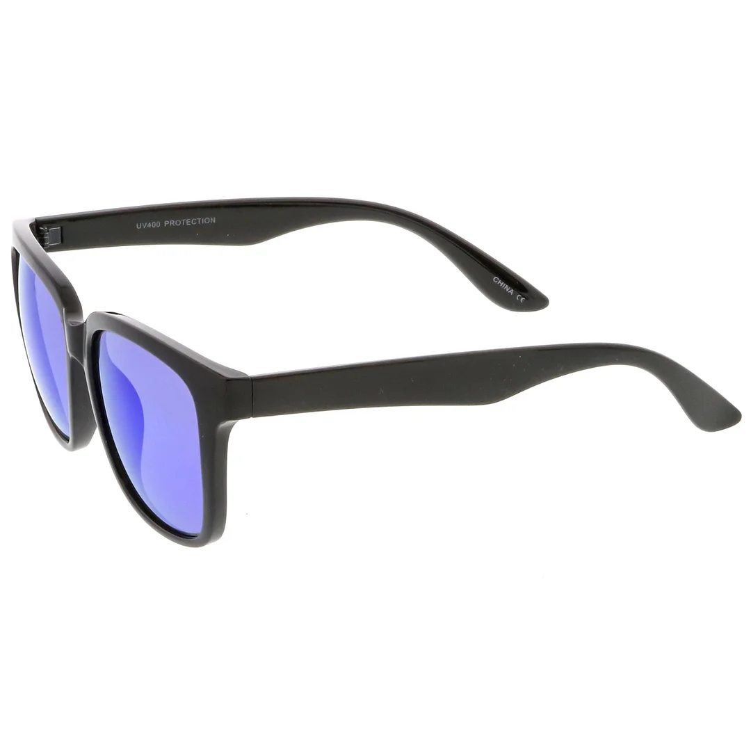 Large Horn Rimmed glasses With Wide Arms Mirrored Square Lens 57mm