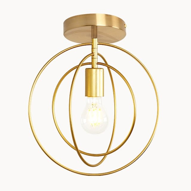 Creative Pentagram Iron Industrial wind Ceiling Light Retro circle E27 Black/Gold Ceiling Lamp For Restaurant Bar Coffee Shop