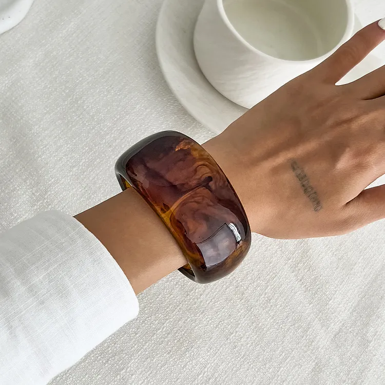 Wide Marble Texture Translucent Bracelet