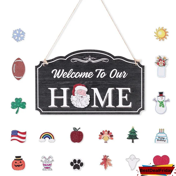 Welcome To Our HOME - Interchangeable Wooden Sign
