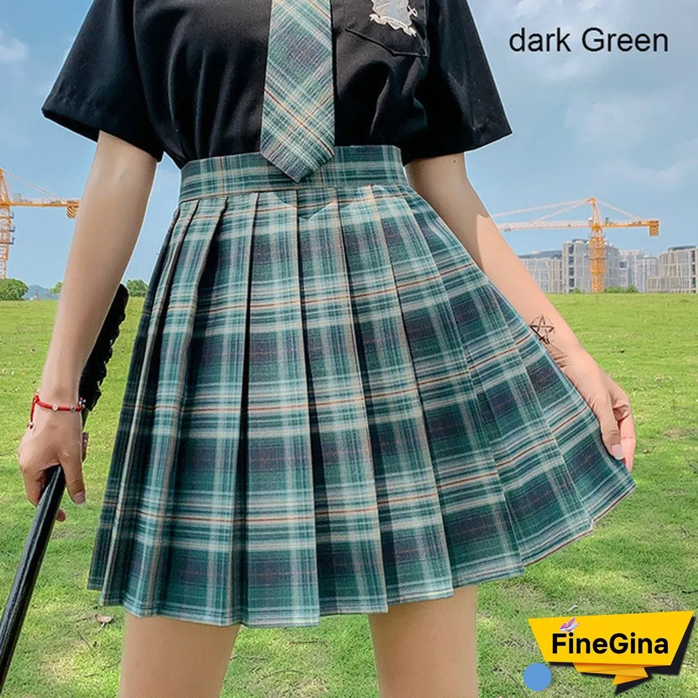 Summer Woman Mini Skirts Harajuku Korean Style Fashion Cute Kawaii Skirts For Girls High Waist Plaid Pleated Skirt Women Dress