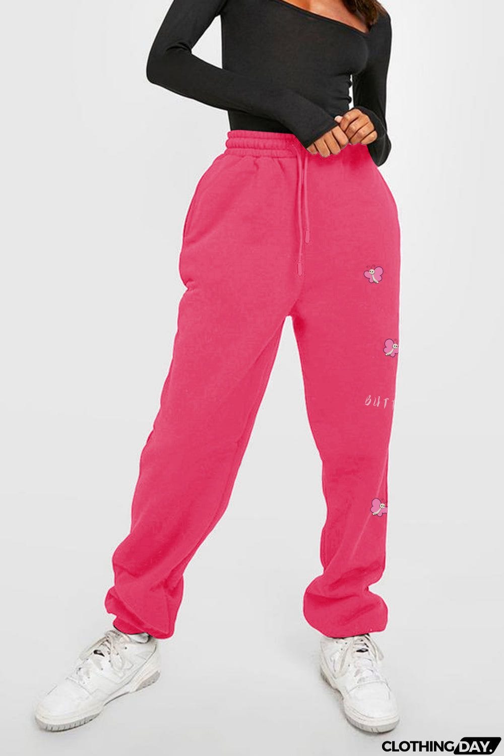 Simply Love Full Size Drawstring BUTTERFLY Graphic Long Sweatpants