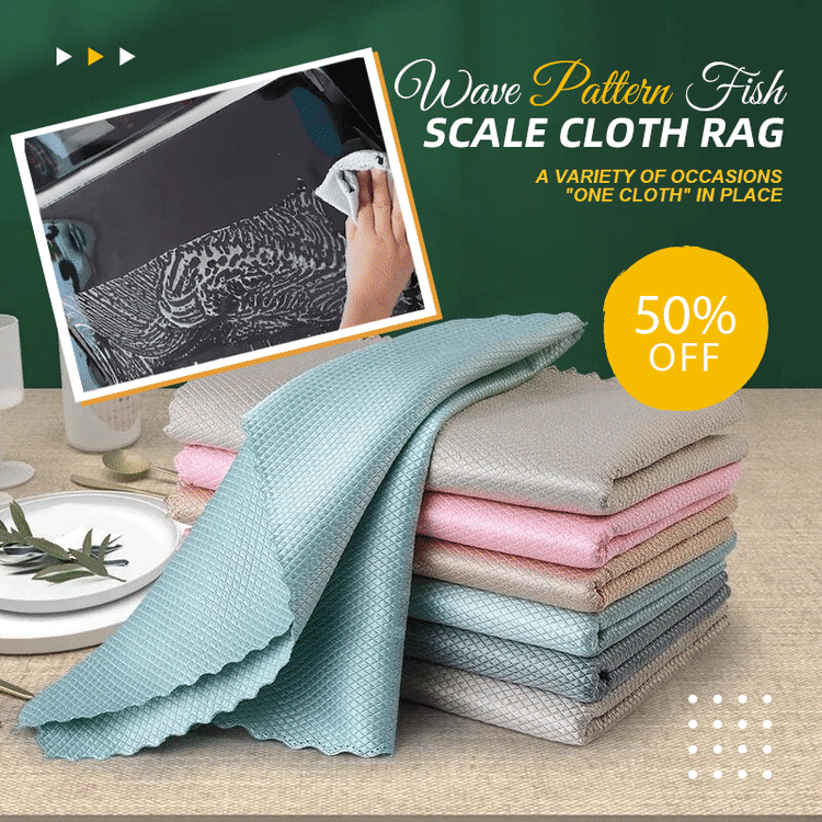 ✨Mother's Day Sale-Wave Pattern Fish Scale Cloth Rag✨ (Random Color)