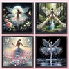 (US Only)4pcs Girl Printed Cross Stitch Kit 45x45cm DIY 11CT Thread Art Needlework Decor