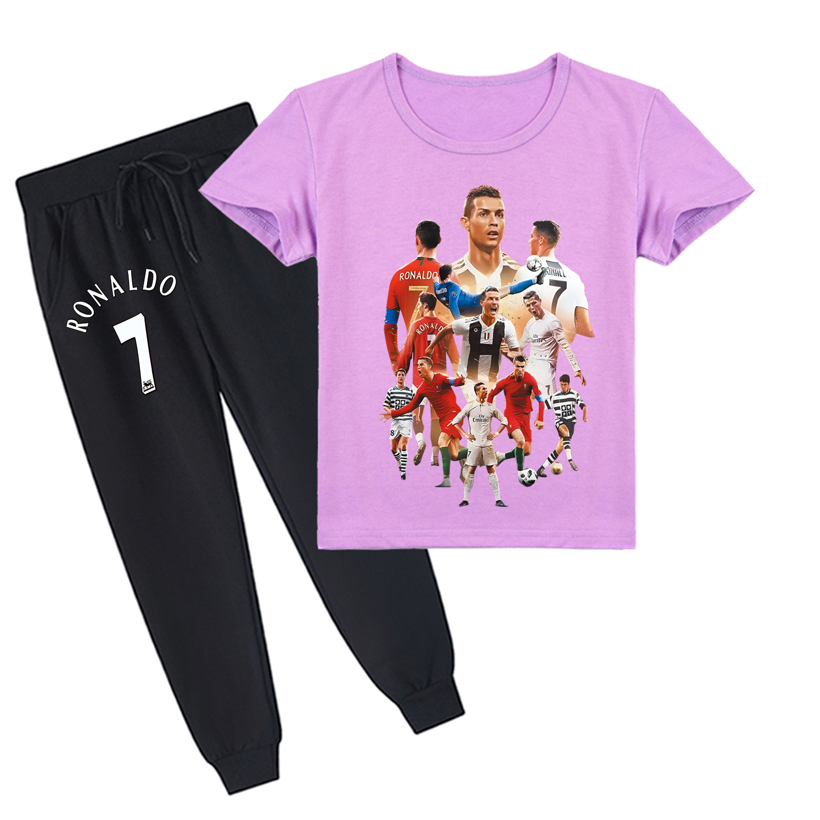 Mayoulove Kids Cristiano Ronaldo Short Sleeve T-Shirt Set - Cool Soccer Gear for Boys & Girls, Perfect for Young Fans-Mayoulove