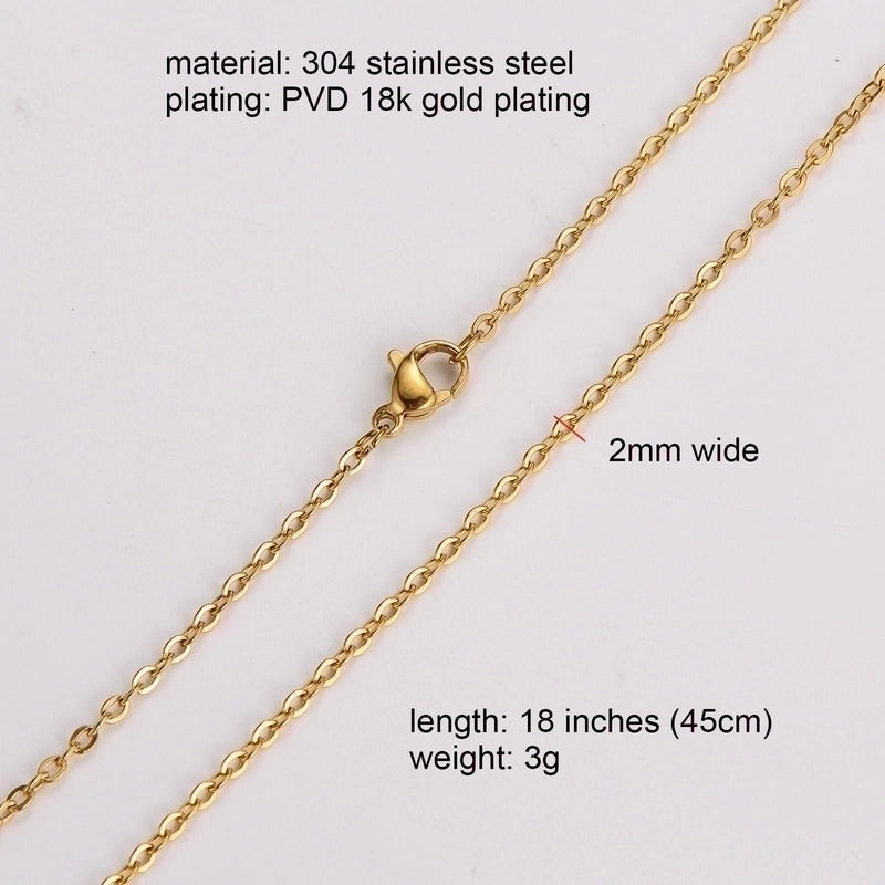 304 Stainless Steel 18K Gold Plated Minimalist Solid Color Choker