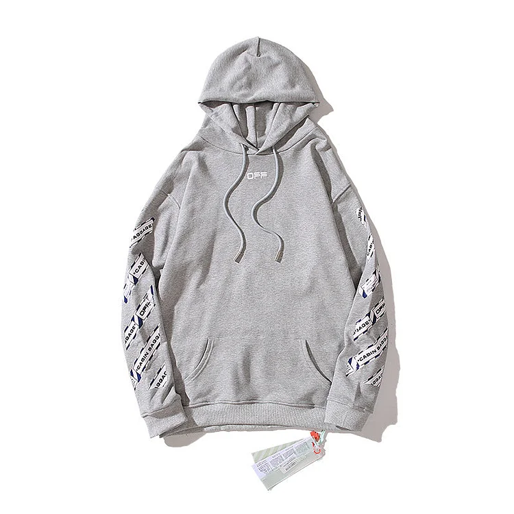 Off White Hoodie Autumn and Winter Forbidden Ring Slogan Arrow Pattern Hooded Sweater for Men and Women