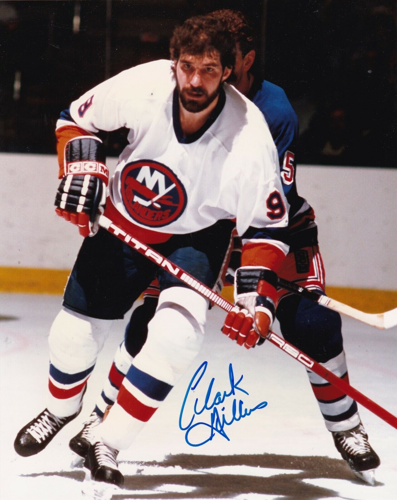 CLARK GILLIES NEW YORK ISLANDERS ACTION SIGNED 8x10