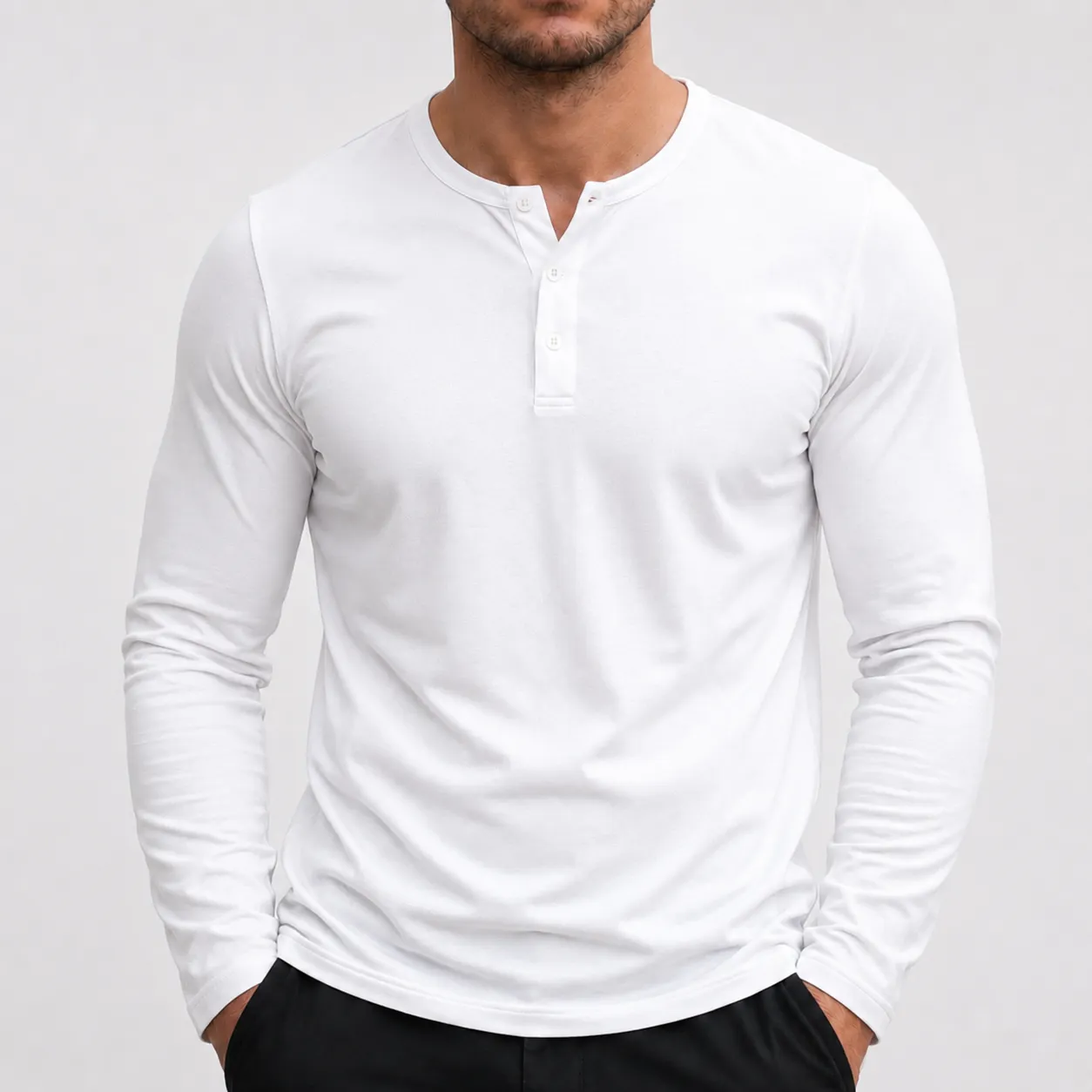 White Bleamme Henley long sleeve shirt