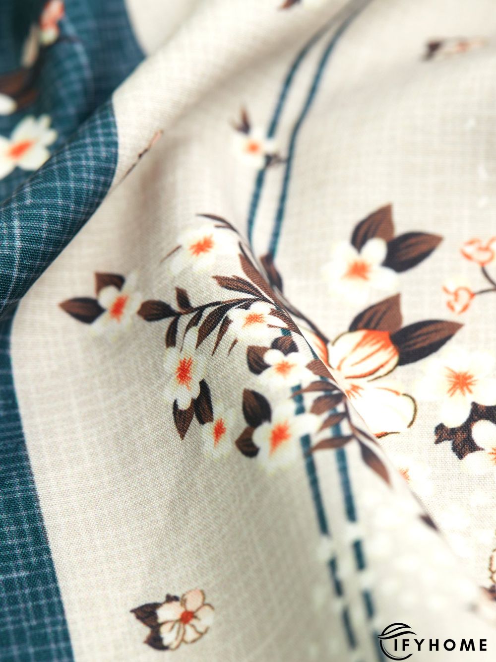 Casual Floral Three Quarter V Neck Printed Top | IFYHOME