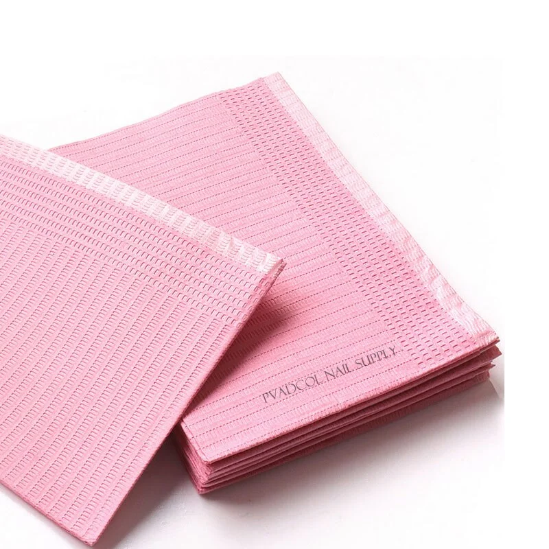 10pcs Disposable Nail Art Pink Lint Free Table Towels Mats Paper Waterproof Acrylic Nails Manicure Salon Tool