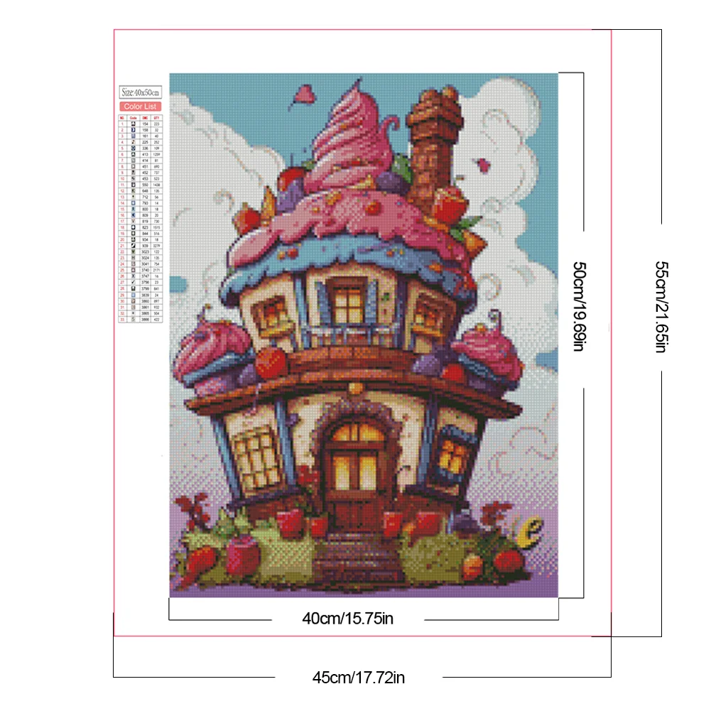 Partial AB Diamond Painting - Full Round Drill - Dessert House(Canvas|45*55cm)