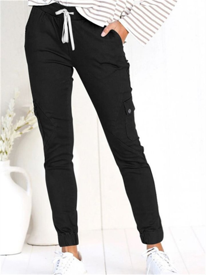 Women's Cargo Pants Joggers Silver Black Khaki Casual Casual Daily Wear High Elasticity Full Length Breathability Solid Colored S M L XL 2XL -vasmok