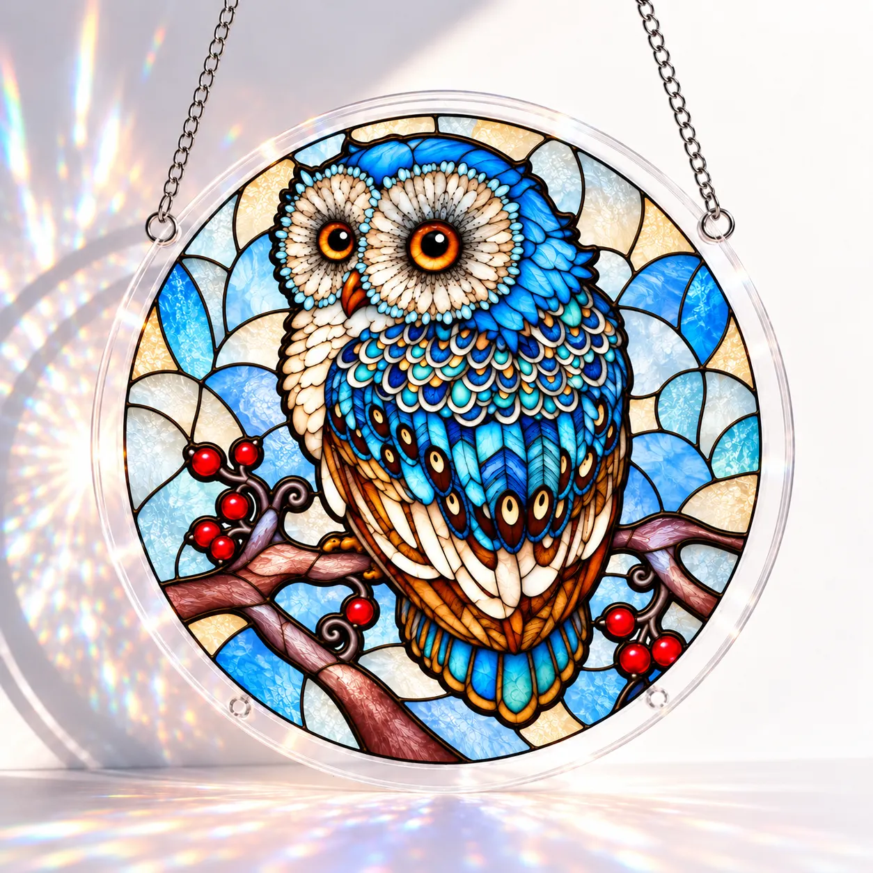 Winter Owl Stained Glass Suncatcher Puzzle