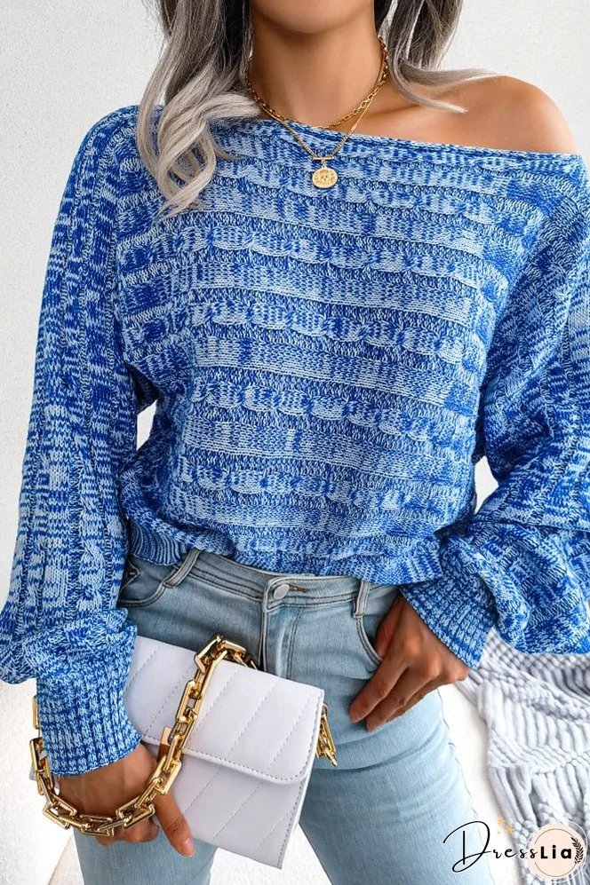 Cable Knit Wide Shoulder Short Length Sweaters Top