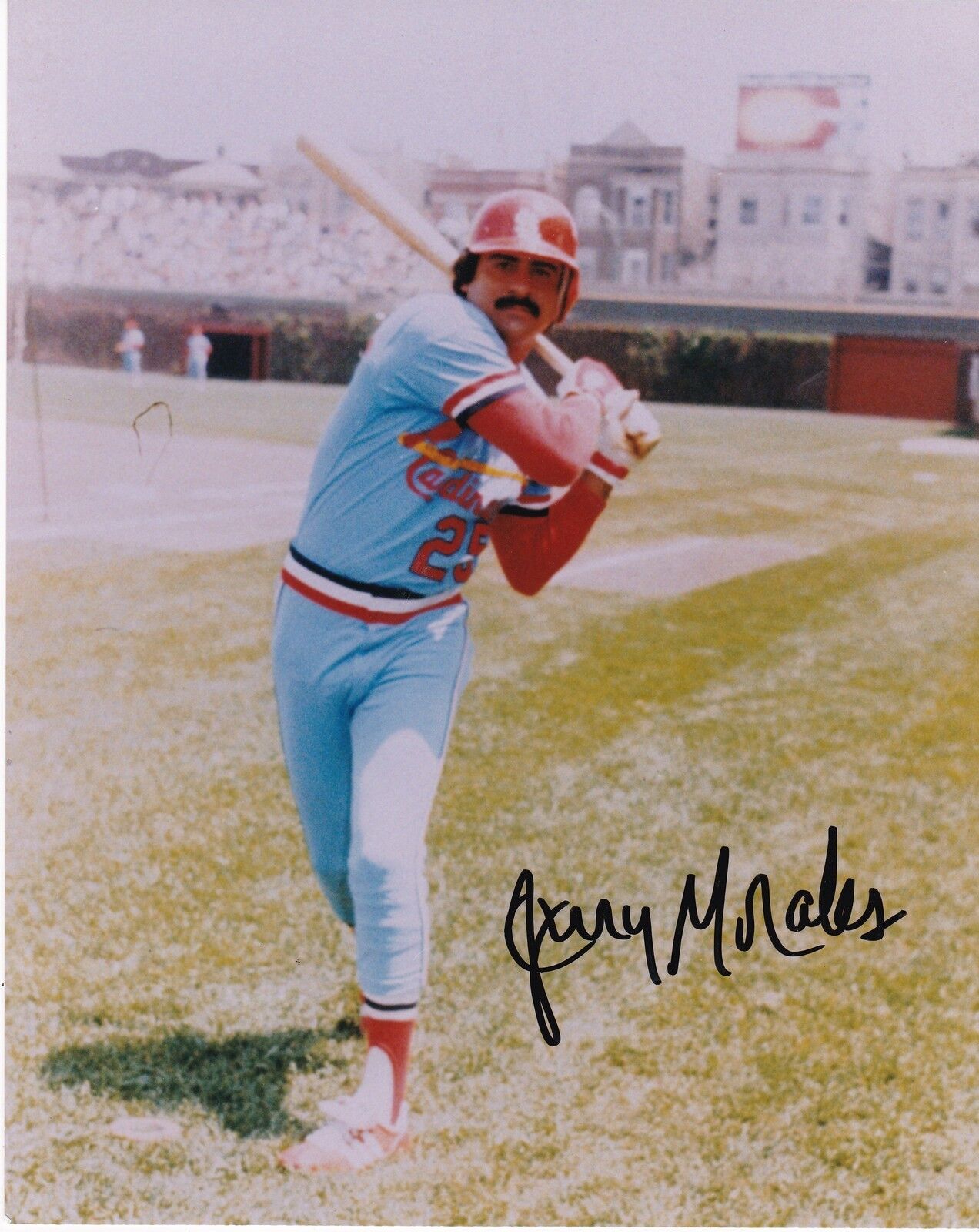 JERRY MORALES ST. LOUIS CARDINALS ACTION SIGNED 8x10