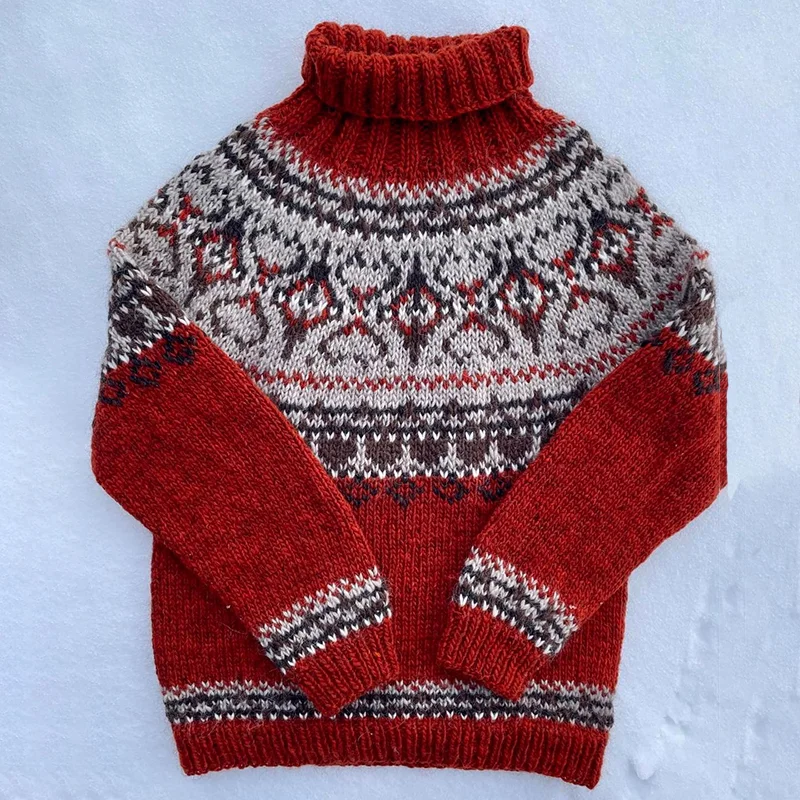 Vintage Burnt Orange Nordic Icelandic Turtleneck Sweater