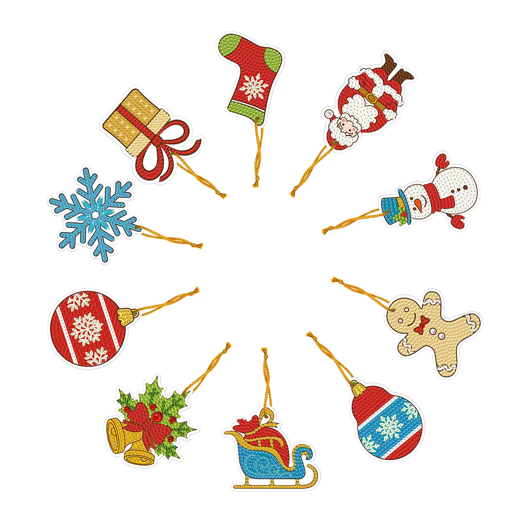 10pcs DIY Diamond Painting Xmas Tree Pendant (Single Side)