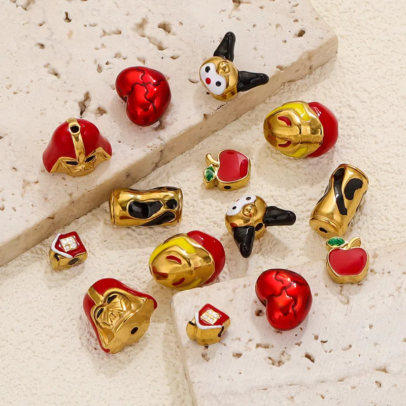 5 PCS/Package 12*16mm Hole 1~1.9mm 304 Stainless Steel Fruit Heart Shape Jewelry Accessories