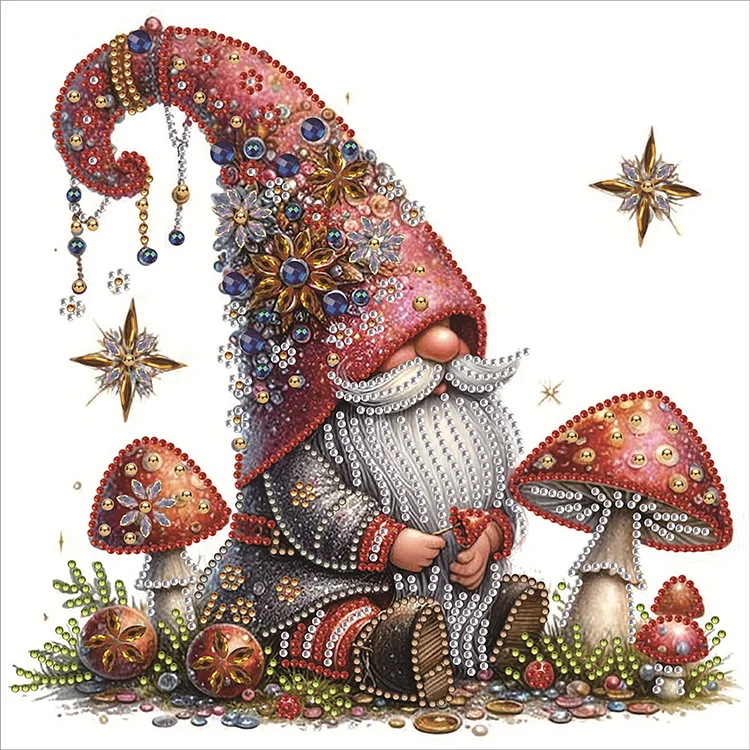 Mushroom Gnome 30*30cm (Canvas) Special Shaped Drill Diamond Painting gbfke