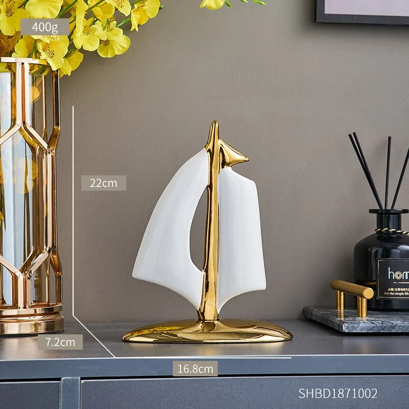 Modern Living Room Decoration Accessories Ceramic Sailboat Tabletop Ornaments Home Accessories Art Figurines Luxury Home Decor