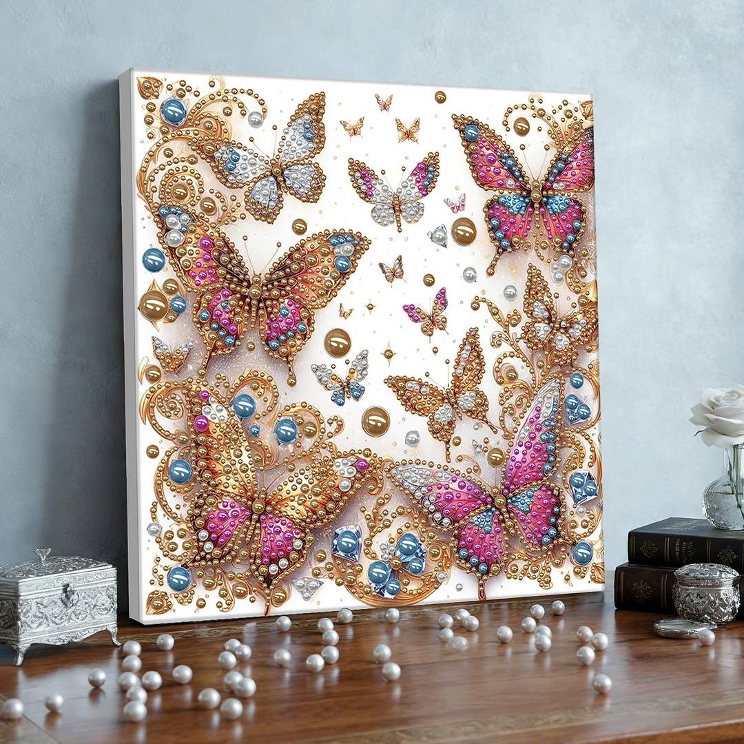 Butterfly - DIY Pearl Diamond Art Kit With Frame 30*30cm