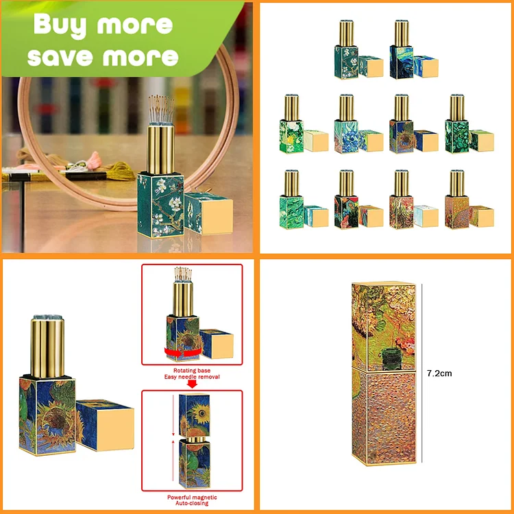 Spring Brand - Lipstick Pin Cushion Retractable Sewing Needle Case 3D Oil Painting Tube 1*7.2CM(0.82*2.83in)