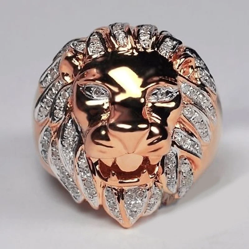 Punk Style Lion Head Personality Men Ring-VESSFUL