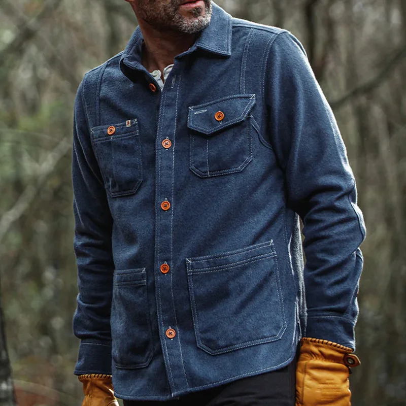 Classic Blue Blend Fleece Thermal Casual Shirt
