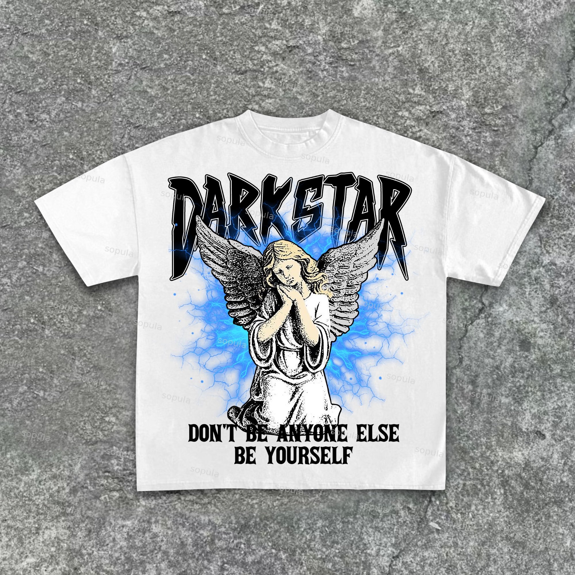 Sopula Darkstar-Angel Jesus Lightning Vintage Graphic T-Shirt