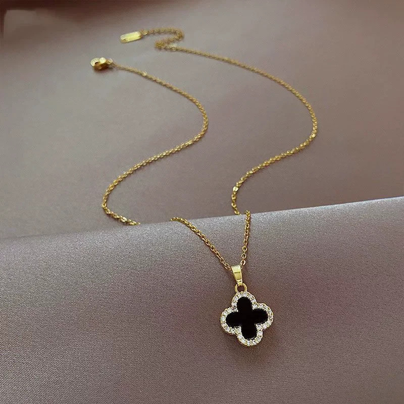 Zircon Double Face Clover Necklace