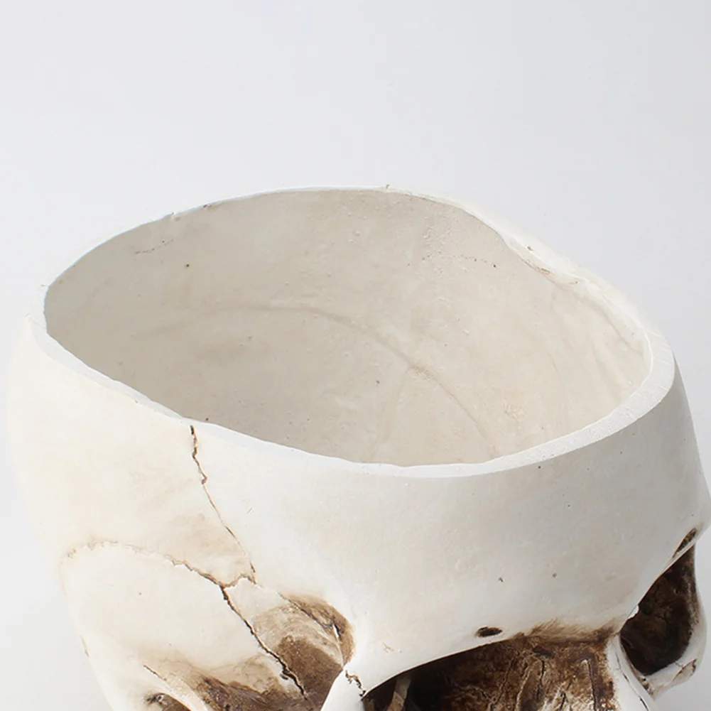Resin Skeleton Flower Pot Sculptures Garden Office Container Human Skull