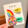 Lovely Rainbow Flower Hair Pins for Kids