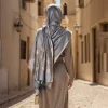 Leaf Pattern Grey Shawl Women's Hijab Tassels Scarf
