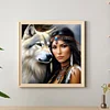 (40*40cm)Indian Beauty Wolf - Full Round Drill Diamond Painting