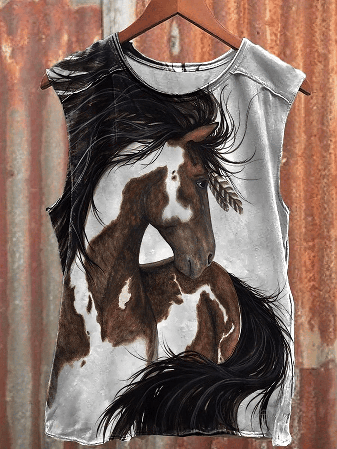 Men's Vintage Western Cowboy Art Print Tank Top 
