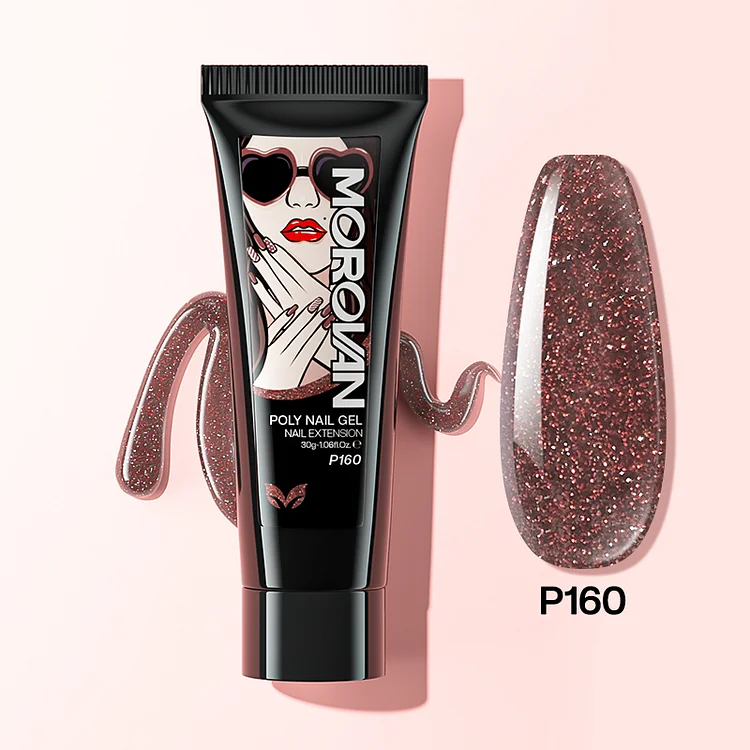 Burnt Umber Glitter Poly Nail Gel 30ml