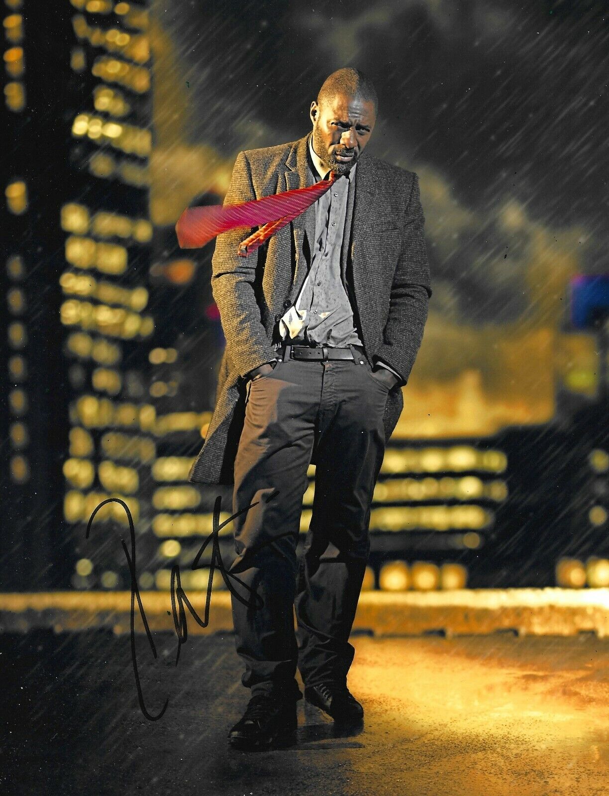 Idris Elba Signed Luther 10x8 Photo Poster painting AFTAL