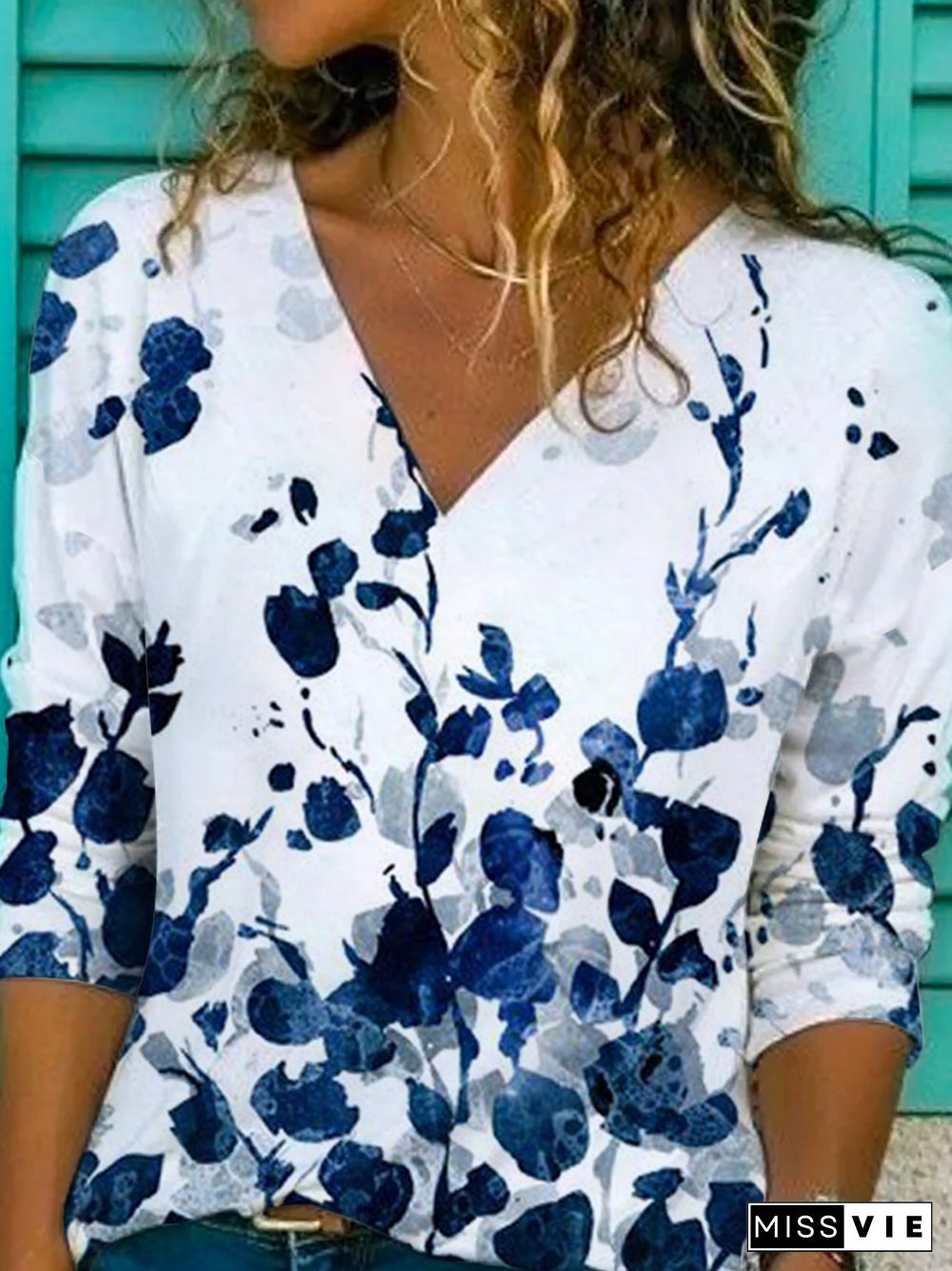 Long Sleeve Casual Floral Tops