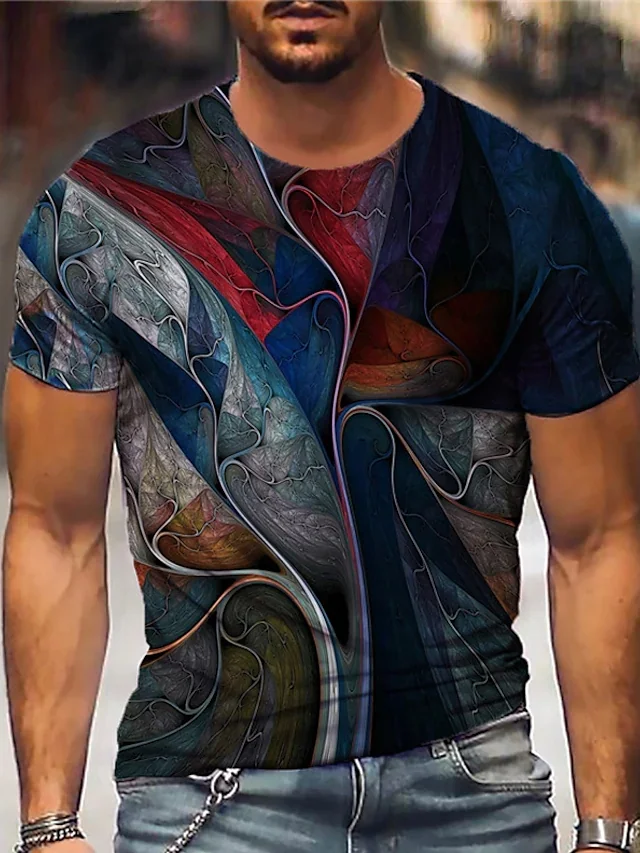 Men's T-Shirt 3D Print Short Sleeve Casual Tops