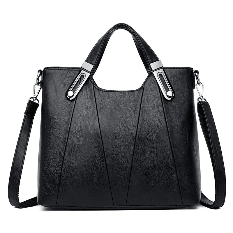 Soft Leather Large Shoulder Crossbody Tote
