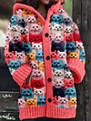 Women's Holiday Animal Printing Plus Size Leisure Hooded Cardigan Coat