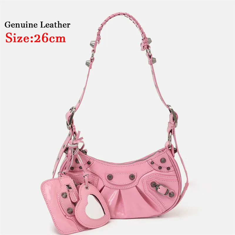 Bag New 2023 Black Gothic White Fashion Black Pink Rivets Crossbody Shoulder Bags Purse Women Underarm Bags  Motorcycle Bag